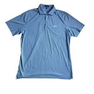 Peter Millar Performance Golf Polo Shirt‎ Size LARGE USGA Blue Short Sleeve